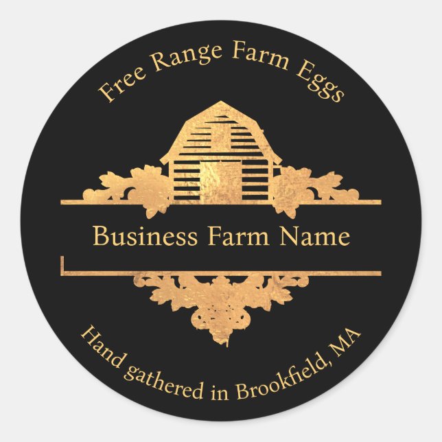 Sticker Rond Country Grange Farmhouse Gold et Black (Devant)