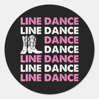 Sticker Rond Country Line Danser Western Dancer Boots Cowboy