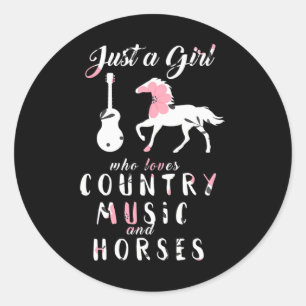 Sticker Rond Country Music Horse Cowgirl Horse Farm