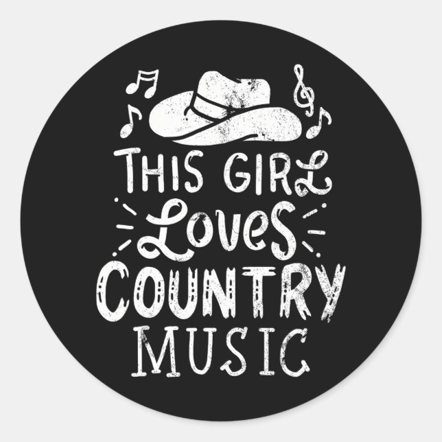 Sticker Rond Country Music Western Casquette Musicien (Devant)