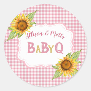 Sticker Rond Country Tournesols Rose Vichy BBQ Bébé Q