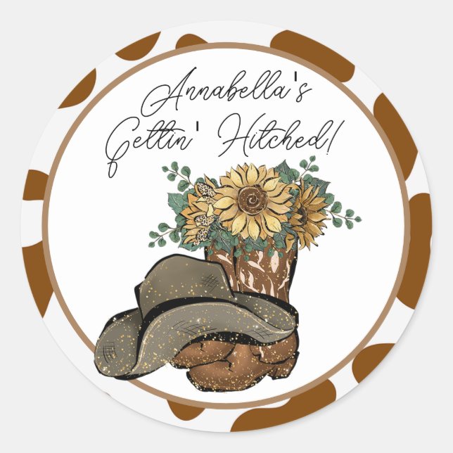 Sticker Rond Country Western Cowgirl Bachelorette Party (Devant)