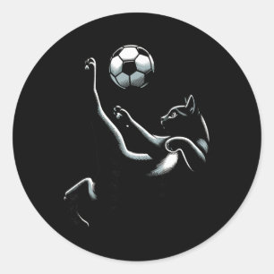 Sticker Rond Coup de pied de vélo Black Cat - Supporters de foo