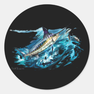 Sticker Rond Coup de projectile sur Marlin avec du thon