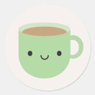 Sticker Rond Coupe Kawaii de thé