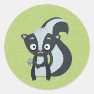 Sticker Rond Coupe mignonne avec Fleur en vert