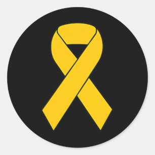 Sticker Rond Coupe Or Ruban Enfance Sensibilisation au cancer F