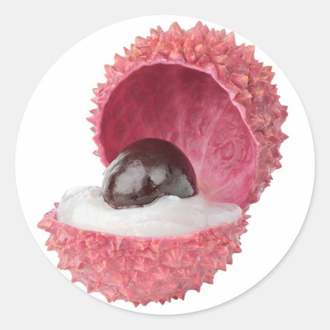 Sticker Rond Couper la litchee (Devant)