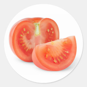 Sticker Rond Couper la tomate fraîche