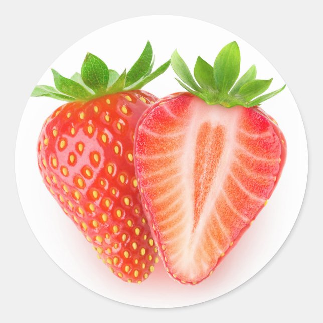 Sticker Rond Couper les fraises (Devant)