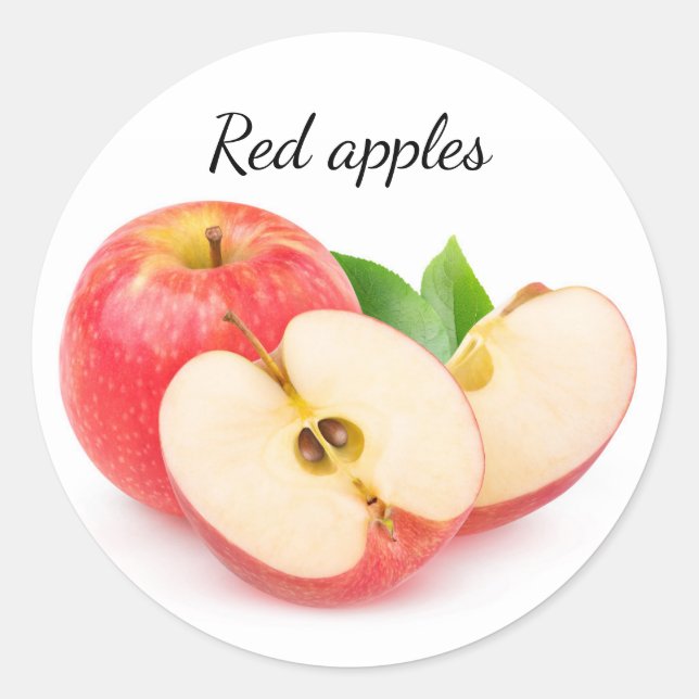 Sticker Rond Couper les pommes rouges (Devant)