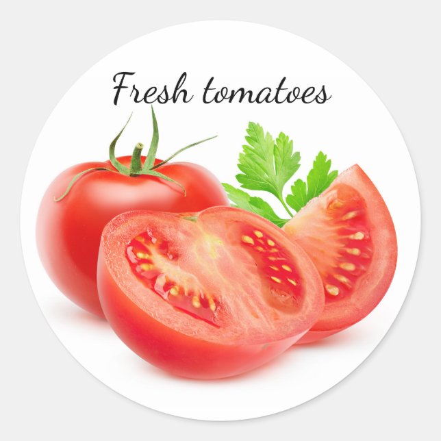 Sticker Rond Couper les tomates (Devant)
