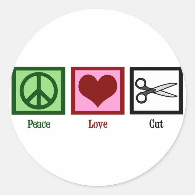Sticker Rond Coupes de cheveux Peace Love (Devant)