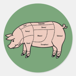 Sticker Rond Coupes de porc