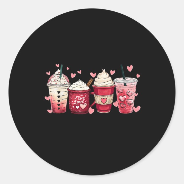Sticker Rond Coupes Lover Café Latte Crème glacée Valentines Jo (Devant)