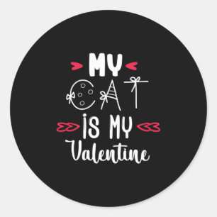 Sticker Rond Couple Art Mon Chat Est Mon Valentin