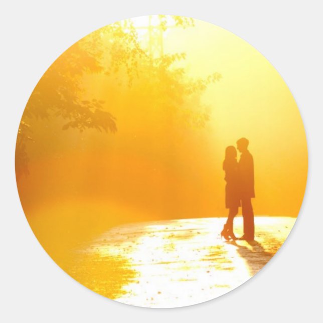 Sticker Rond Couple baisant au soleil (Devant)