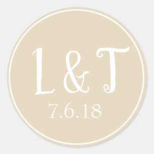 Sticker Rond Couple beige sablonneux Incitatifs & Mariage Date