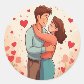 Sticker Rond Couple charmant