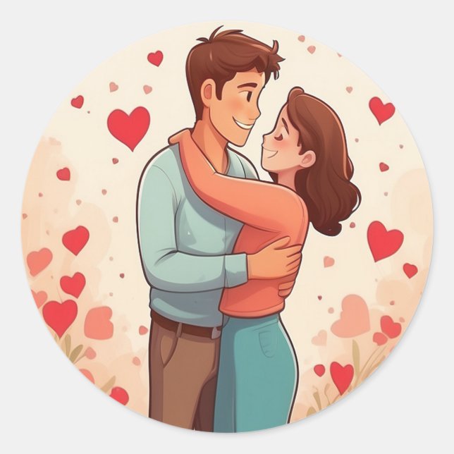 Sticker Rond Couple charmant (Devant)
