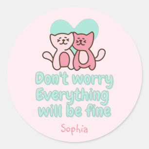 Sticker Rond Couple chat mignon et encouragement Pastel iPhone 