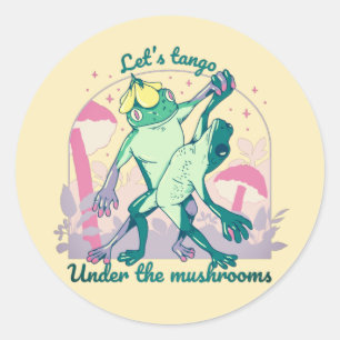 Sticker Rond Couple de grenouilles charmantes dansant avec des