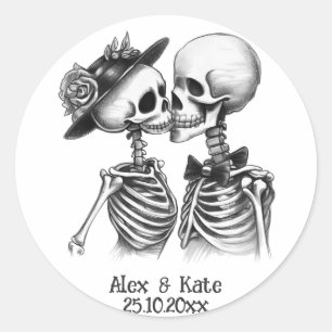 Sticker Rond Couple de squelettes