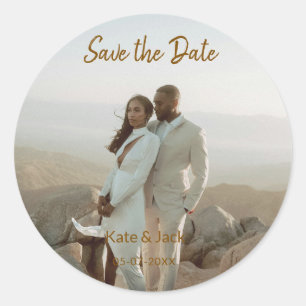 STICKER ROND COUPLE ÉLÉGANT CLASSIQUE BEIGE AJOUTEZ QR SAUVEGAR