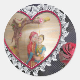 Sticker Rond Couple Mariage asiatique sur l'art de la bascule c
