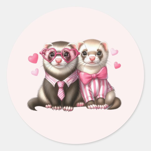 Sticker Rond Couple mignon en amour (Devant)