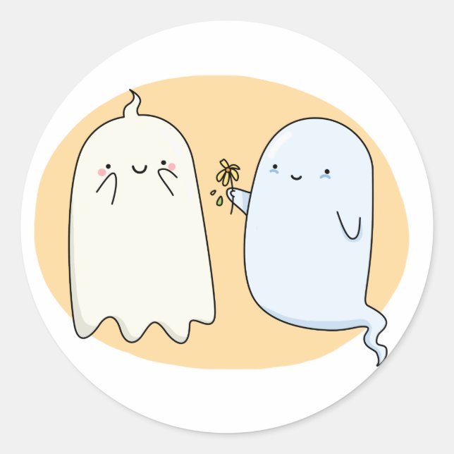 Sticker Rond Couple migre Kawaii Ghost (Devant)