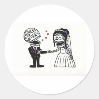 Sticker Rond Couple nuptial du crâne