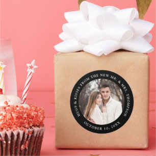 Sticker Rond Couple photo personnalisable mariage merci pour
