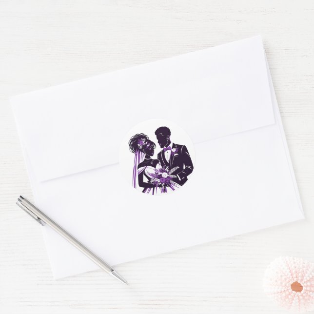 Sticker Rond Couple pourpre (Enveloppe)