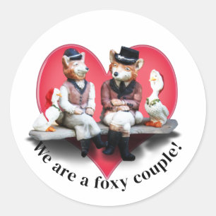 Sticker Rond Couple Renard Saint-Valentin