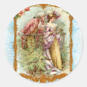 Sticker Rond Couple romantique à la française