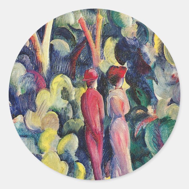 Sticker Rond Couple sur la piste forestière par August Macke (Devant)
