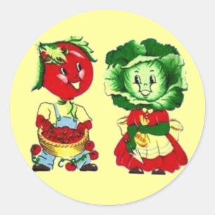 Sticker Rond Couple végétal vintage