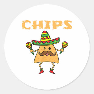 Sticker Rond Couples Cinco De Mayo - Chips Et Salsa - Chips _1