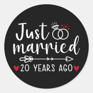 Sticker Rond Couples mariés mariés drôle mari femme 20e anniver