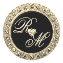 Couples personnalisés Monogramme Sceau d'or