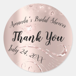 Sticker Rond Coups de Rose Dorée  Merci pour cette Douce Soirée