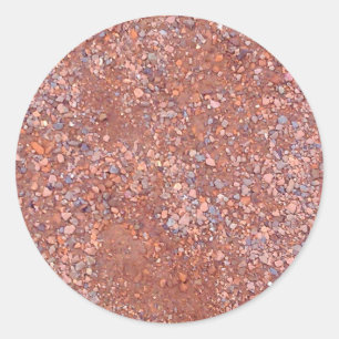 Sticker Rond Cour d'argile rouge, Gravure, Brick en pierre de s