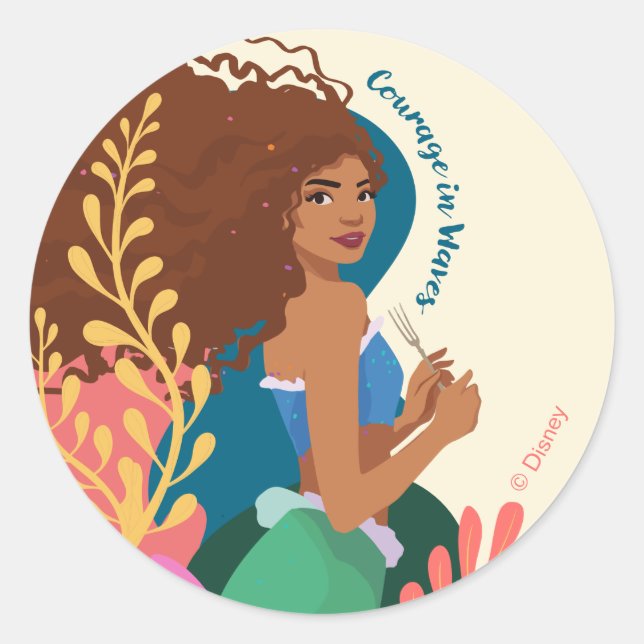 Sticker Rond Courage Ariel en vagues (Devant)