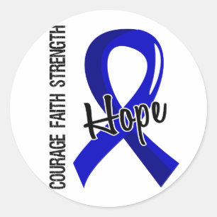 Sticker Rond Courage Faith Hope 5 Colon Cancer