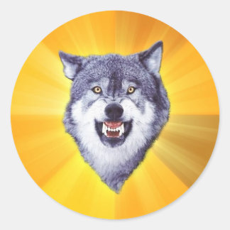 Sticker Rond Courage Wolf Conseil Animal Internet Mème