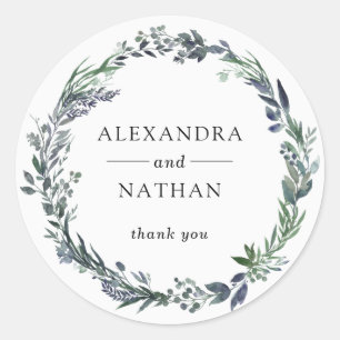 Sticker Rond Courbe aquarelle feuillue   MARIAGE