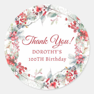 Sticker Rond Courbe de Berry d'hiver 100e anniversaire Merci
