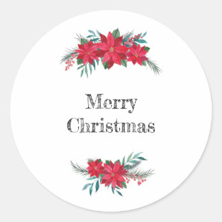 Sticker Rond Courbe rouge Poinsettia