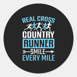 Sticker Rond Coureur de cross-country sourit tous les miles en 